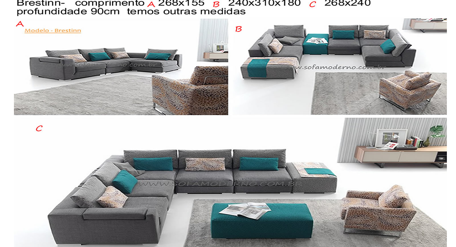 Sofá Modular - Perfeito para sala pequena e sala grande - sofamoderno.com.br